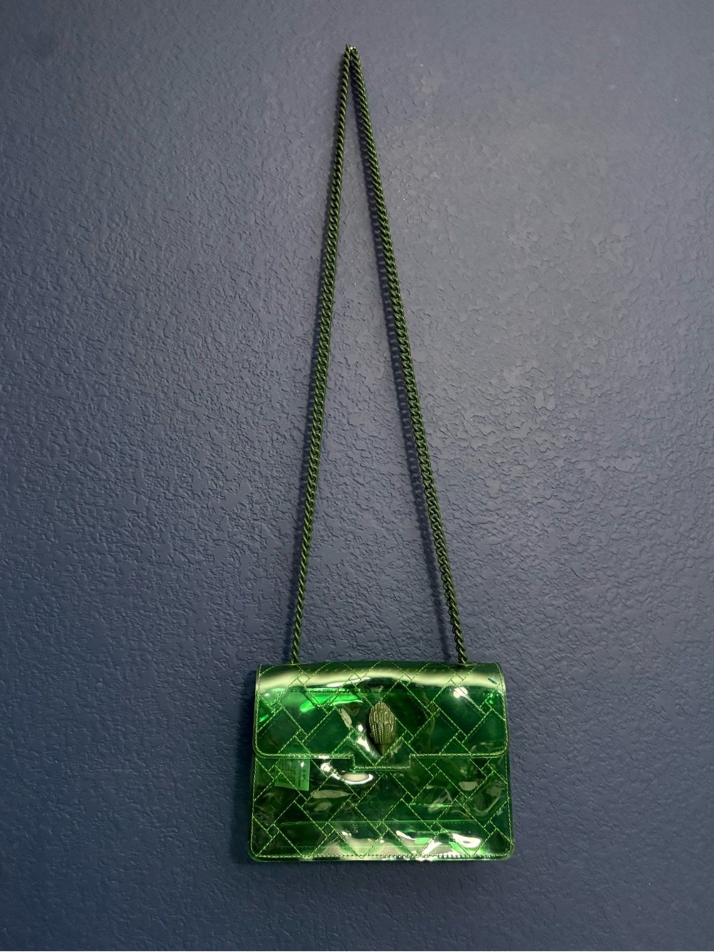 Kurt Geiger Green Quilted Patent Crossbody Bag